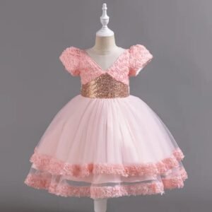 Vestido de Rositas y Lentejuelas Rosa