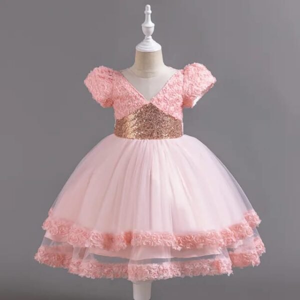 Vestido de Rositas y Lentejuelas Rosa