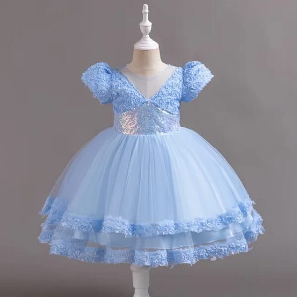 Vestido de Rositas y Lentejuelas Azul